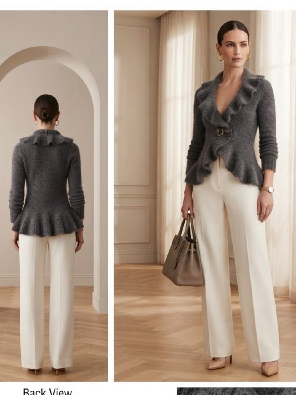 Escada gray ruffle sweater